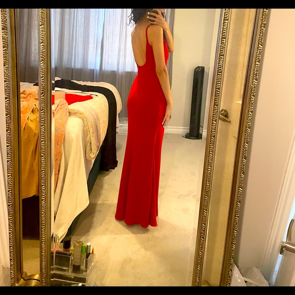 Calvin Klein Red Floor Length Gown